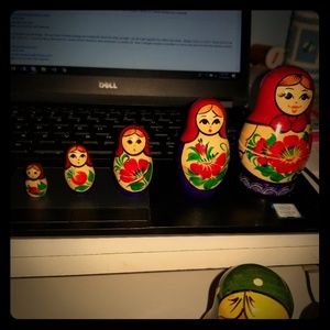 Set of 5 Ukrainian wooden nesting dolls